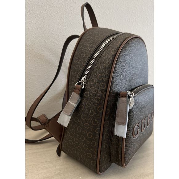 GUESS SV792630 Rodney Backpack Adjustable Purse Natural Brown Logo Signature - Picture 4 of 14